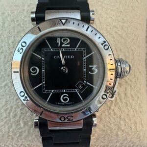 Cartier Pasha Seatiner stainless steel black rubber Watch